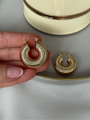 Hercy Bombeli Model Gold Ithal Halka Küpe