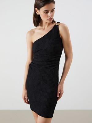 Lc Waikiki Yeni Sezon Tek Omuz Dokulu Büzgülü Elbise