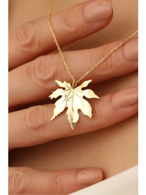 PremiumPort 925 Ayar Gümüş Çınar Yaprağı Kolye, Zarif ve Şık Tasarım