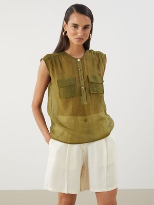 Lc Waikiki Yeni Sezon Bisiklet Yaka Büzgülü Bluz