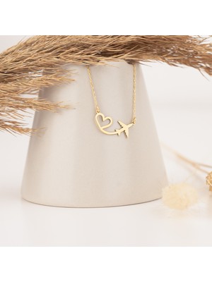 PremiumPort 925 Ayar Gümüş Birleşik Kalpli Uçak Kolye, Şık ve Anlamlı Tasarım