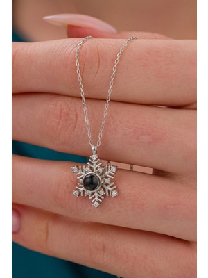 PremiumPort 925 Ayar Gümüş Kar Tanesi Kalpli Kolye Takı