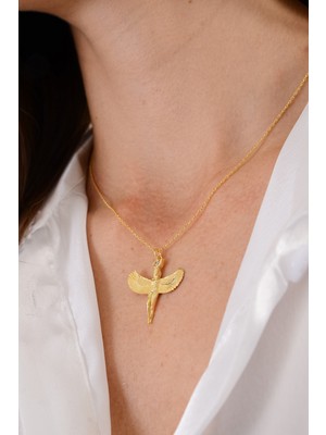 PremiumPort 925 Ayar Gümüş Isis Kolye, 14K Gold Kaplama, Şık ve Zarif Takı