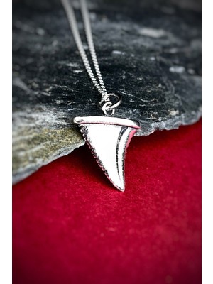 PremiumPort 925 Ayar Gümüş Köpek Balığı Dişi Kolye, Erkekler Için Şık Takı