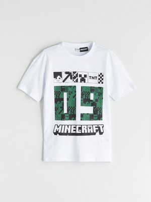 Lc Waikiki Yeni Sezon Bisiklet Yaka Minecraft Baskılı Erkek Çocuk Tişört