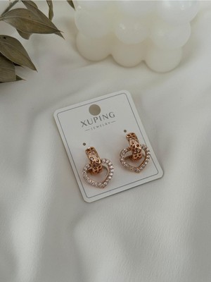 Hercy Xuping Model Rose Gold Kaplama Kalp Küpe