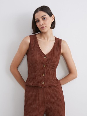 Lc Waikiki Yeni Sezon V Yaka Dokulu Kadın Yelek