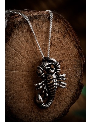 PremiumPort 925 Ayar Gümüş Erkek Akrep Modeli Kolye, Şık ve Zarif Tasarım