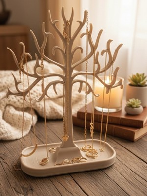 Pammuks Takı Organizatörü | Masa Üstü Ağaç Formlu Takı Standı