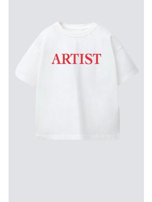 Monila Unisex Çocuk Pamuklu Bisiklet Yaka Baskılı T-Shirt