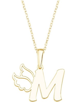 PremiumPort Şık Gümüş ve Altın Kaplama Melek Kanadı Harf Kolye, Zarif Takı