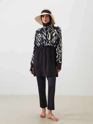 Lc Waikiki Yeni Sezon Dik Yaka Desenli Kadın Tesettür Mayo Takımı