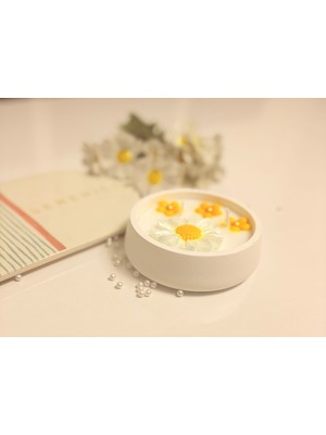 Serenity Sanat El Yapımı Papatya Kase %100 Doğal Soya Wax Kokulu Mum