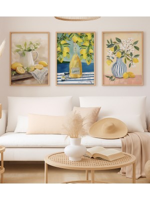 Voba Store 3 Parça Limon Temalı Mdf Tablo Seti