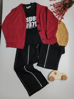 Moda Rüyası Gofre Hırkalı 3’lü Erkek Çocuk Alt Üst Takım – 5-12 Yaş