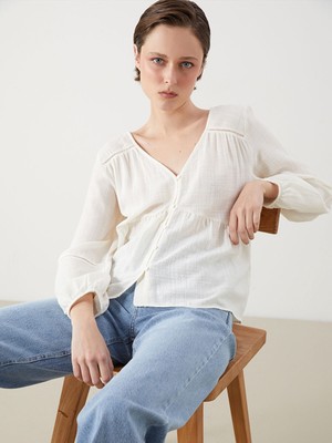 Lc Waikiki Yeni Sezon V Yaka Dokulu Bluz