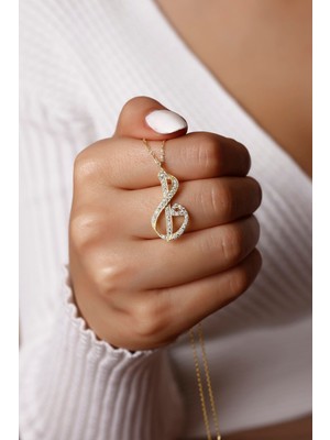 PremiumPort 14 Ayar Altın ve 925 Ayar Gümüş Elif Vav Kadın Kolye