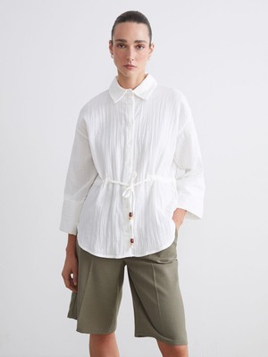 Lc Waikiki Yeni Sezon Dokulu Oversize Müslin Kadın Gömlek