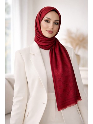 Sevimiascarf G Desen Çift Taraflı Kaşmir Ipek Şal-Bordo