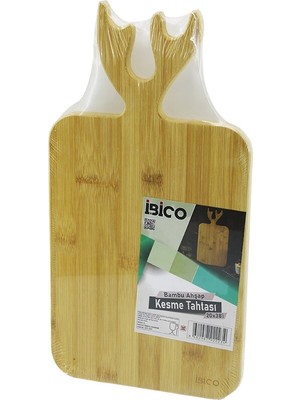 Go İthalat DİKDÖRTGEN=22X38CM  Ahşap Bambu Kesim Panosu - Kesme Tahtası Geyik Boynuz Figür Saplı (5473)
