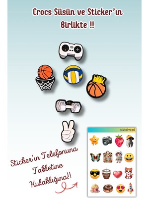 Birikiyedi 6 'lı Basketbol Temalı Jibbitz Terli Süsü