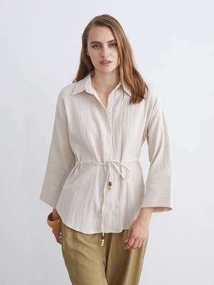 Lc Waikiki Yeni Sezon Dokulu Oversize Müslin Kadın Gömlek