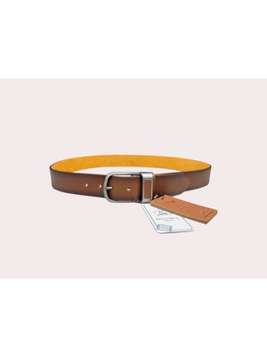İstanbul Belt Deri Desenli Tokalı Tek Kat Hakiki Erkek Deri Kemer – 4 cm – Mat Metal Tokalı