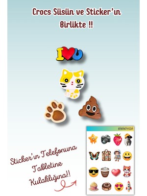 Birikiyedi 4'lü Set Jibbitz Terlik Süsü Kedi,cat,ı Love You,pati