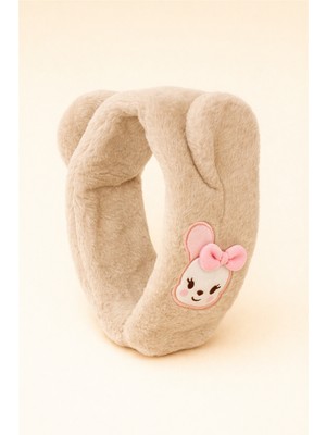 Katia & Bony Kulaklı Hayvan Aksesuarlı Peluş Atkı Bej