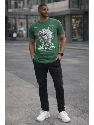 Mastiff Winning Mentality Baskılı Kısa Kollu Erkek T-Shirt