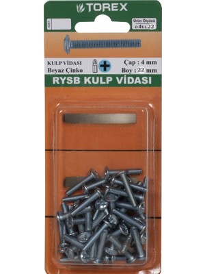 Torex Kulp Vidası 4X22 mm Rysb, 1p=28 Adet
