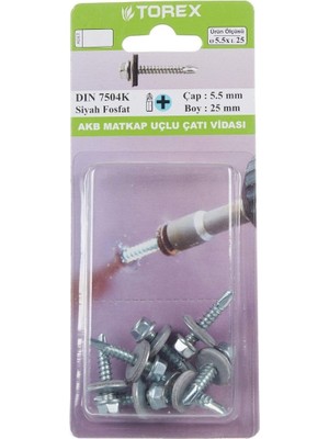 Torex Matkap Uçlu Çatı Vidası 5.5X25 mm DIN7504K Akb, 1p=4 Adet