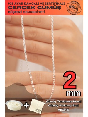 PremiumPort Şık Kadın Gümüş Zincir, 2mm Forse Model, Zarif Takı Parçası