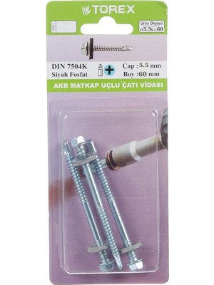 Torex Matkap Uçlu Çatı Vidası 5.5X60 mm DIN7504K Akb, 1p=2 Adet