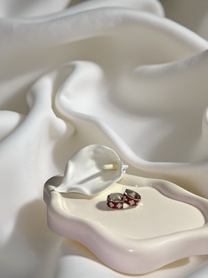 Ezgiarslanatalier Çelik Bordo Yonca Küpe