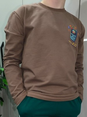 Pidal Giyim Gameboy Baskılı Pamuklu Uzun Kollu Erkek Çocuk Sweatshirt