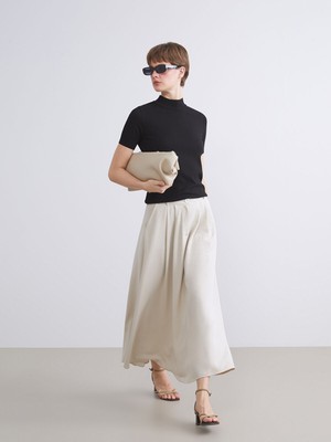 Lc Waikiki Yeni Sezon Keten Karışımlı Pileli Etek