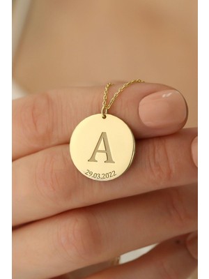 PremiumPort Özel Tasarım 14 Ayar Mikron Altın Kaplama Kişiye Özel Harf ve Tarih Kolye