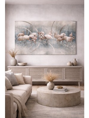 Artease Dekoratif Zarif Flamingolar Kanvas Tablo