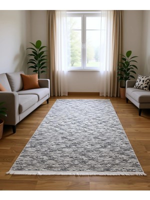 Bademli Halı Lüx Dokuma Taban Dekoratif Halı 8007 Gri