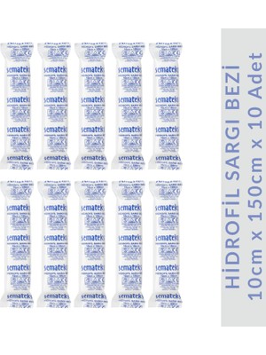 Semateks Hidrofil Sargı Bezi 10CM x 150CM Pamuklu Dokuma 10 Paket