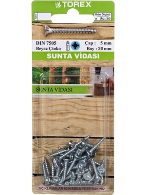 Torex Sunta Vidası 5X30 Mm, Dın 7505, 1p=13 Adet