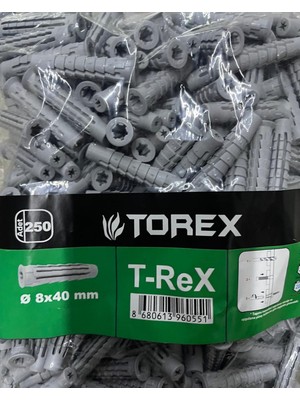 Torex Çok Amaçlı Dübel T-Rex 8X40 Mm, 1P=250 Adet
