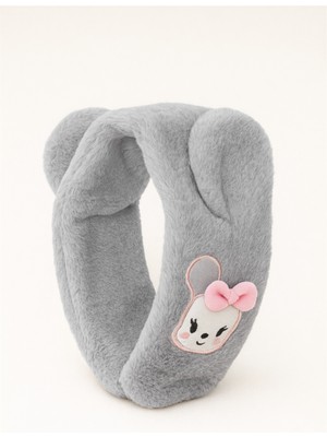 Katia & Bony Kulaklı Hayvan Aksesuarlı Peluş Atkı Gri