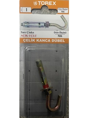 Torex Açık Uçlu Çelik Kanca Dübel, M6, 1p=1 Adet