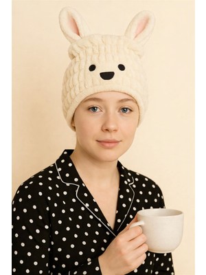 Katia & Bony Tavşan Kulaklı Havlu Bone Krem