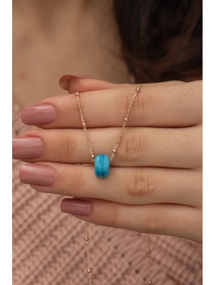 PremiumPort 925 Ayar Gümüş Mavi Boncuklu Kadın Zincir Kolye, Şık ve Zarif Takı