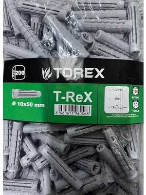 Torex Çok Amaçlı Dübel T-Rex 10X50 Mm, 1P=200 Adet