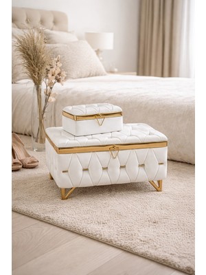 Çeyiz Sandığı Hasır Model 2'li Ekru