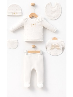 Melek Kanatlı Beşli Kız Bebek Hastane Çıkış Zıbın Seti - Minicayzen